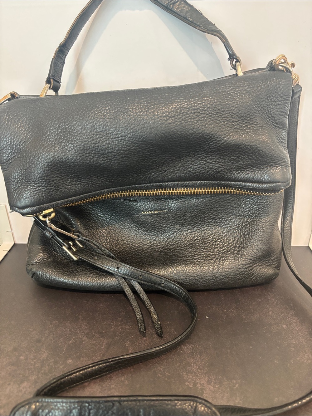 Coach Black Urbane Pebbled Leather Shoulder Bag Tote 32504 Authentic Vintage